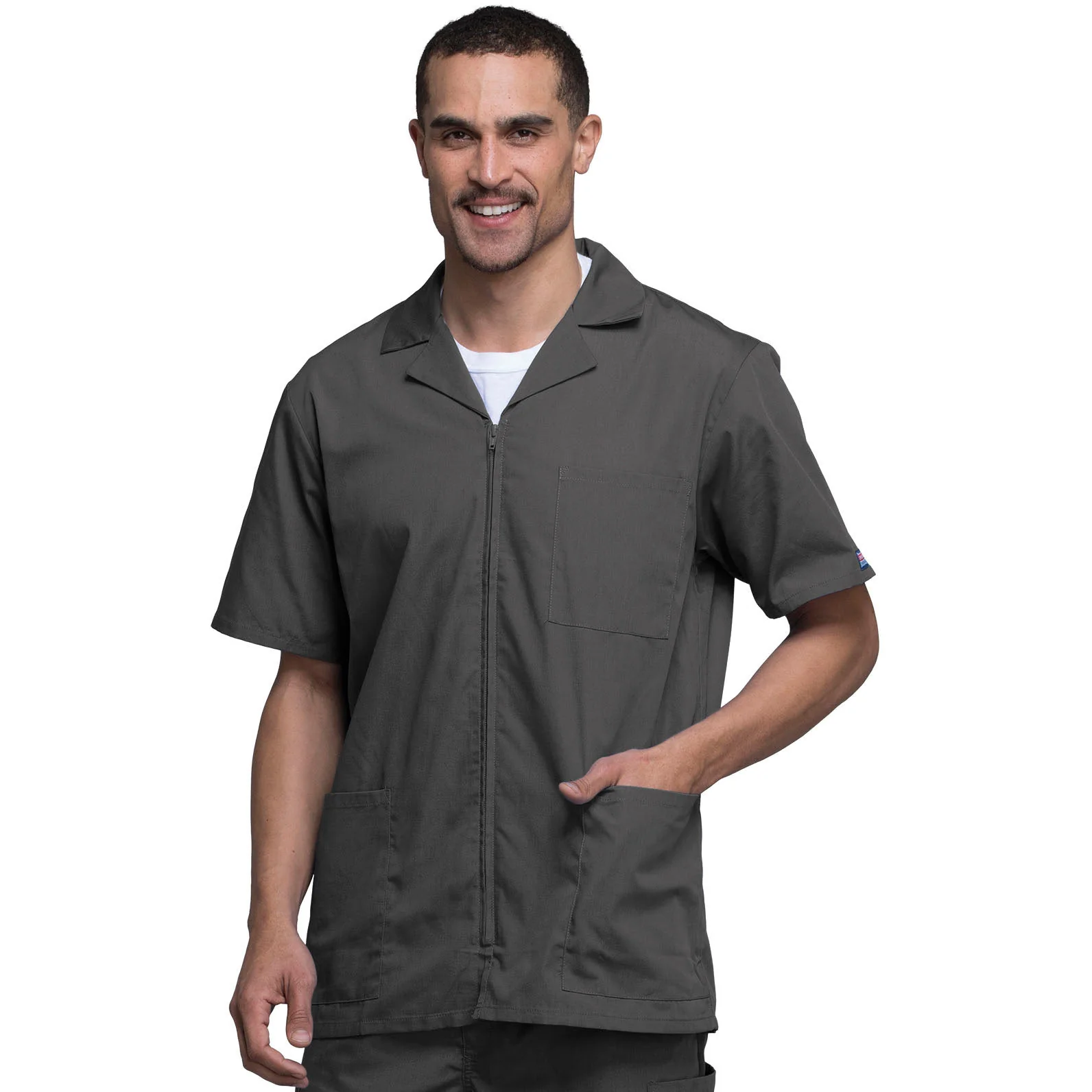 Cherokee WorkWear Men's Zip Front Scrub Jacket - Image 9