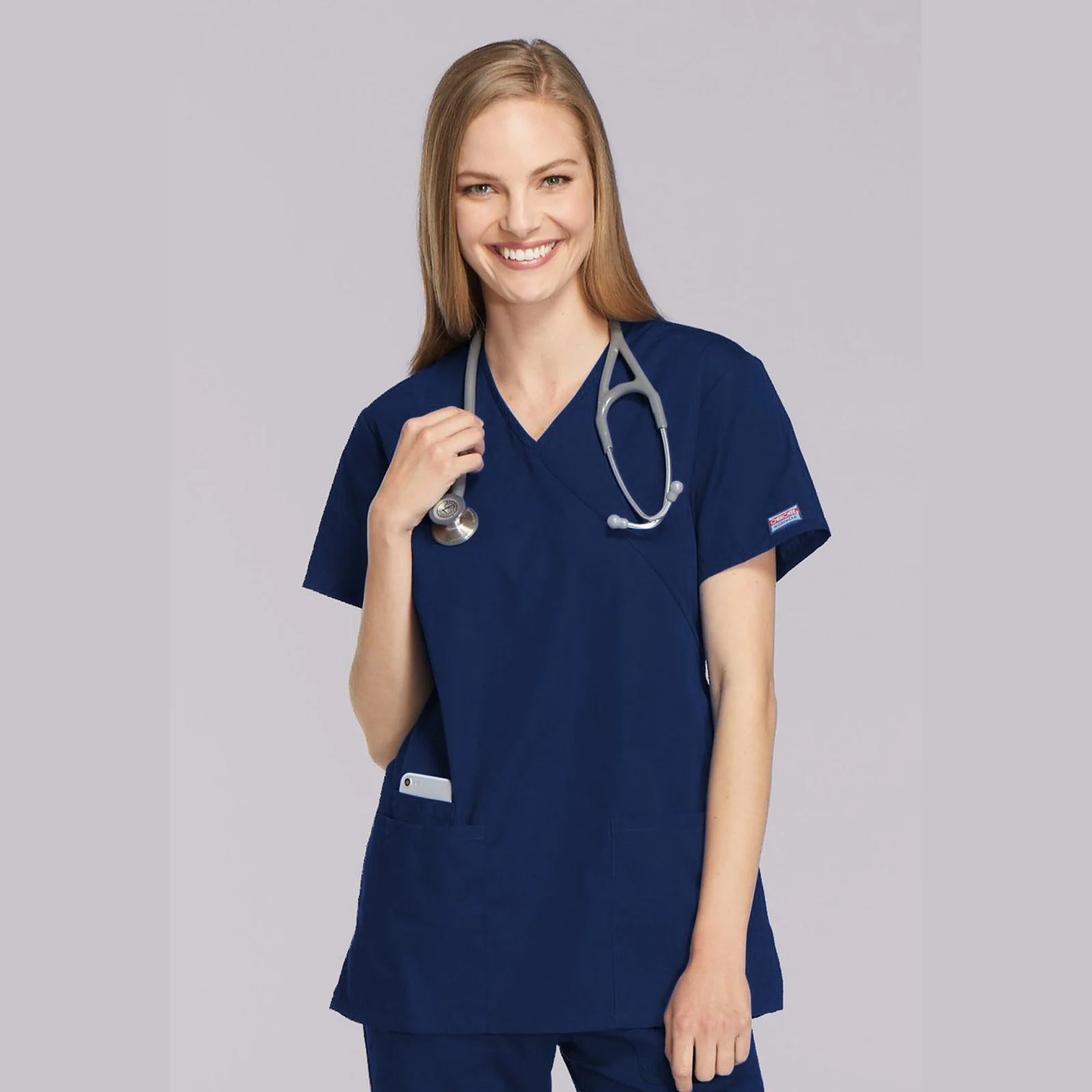 Cherokee WorkWear Women's Mock Wrap Tunic Scrub Top - Image 12