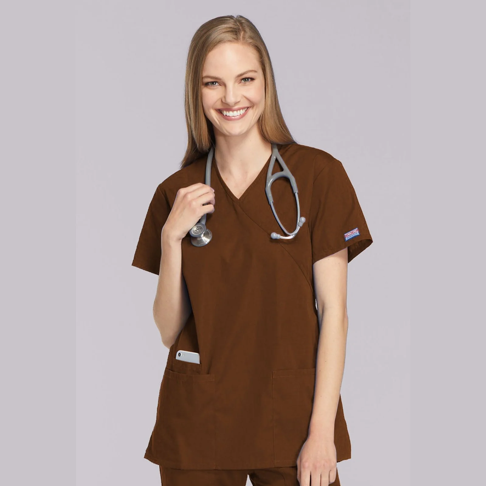 Cherokee WorkWear Women's Mock Wrap Tunic Scrub Top - Image 14