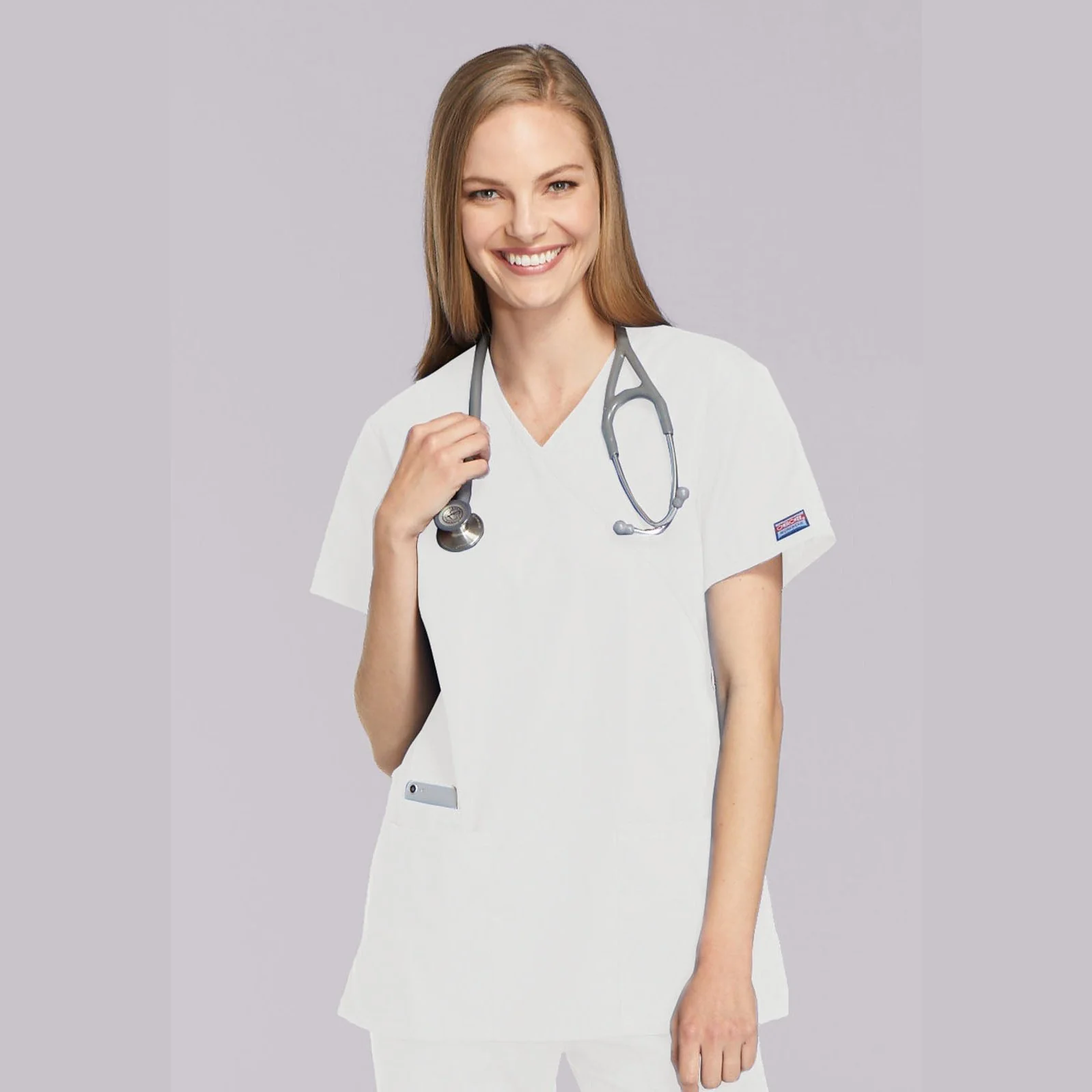 Cherokee WorkWear Women's Mock Wrap Tunic Scrub Top - Image 9