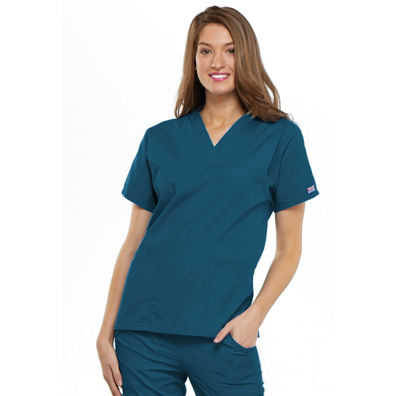Cherokee WorkWear Women's V-Neck Tunic Scrub Top - Image 3
