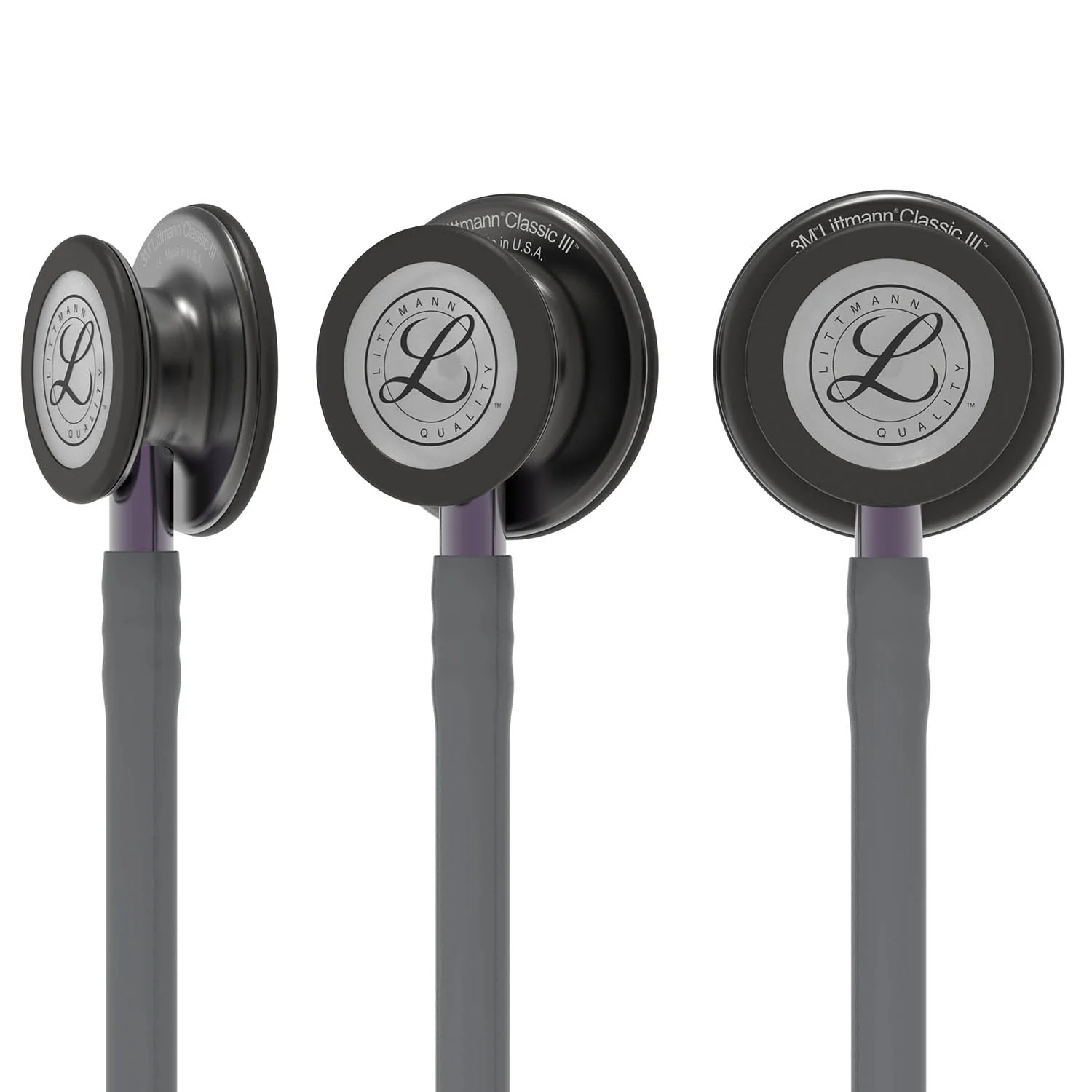 Littmann Classic III Monitoring Stethoscope: Smoke & Gray - Violet Stem 5873 - Image 5