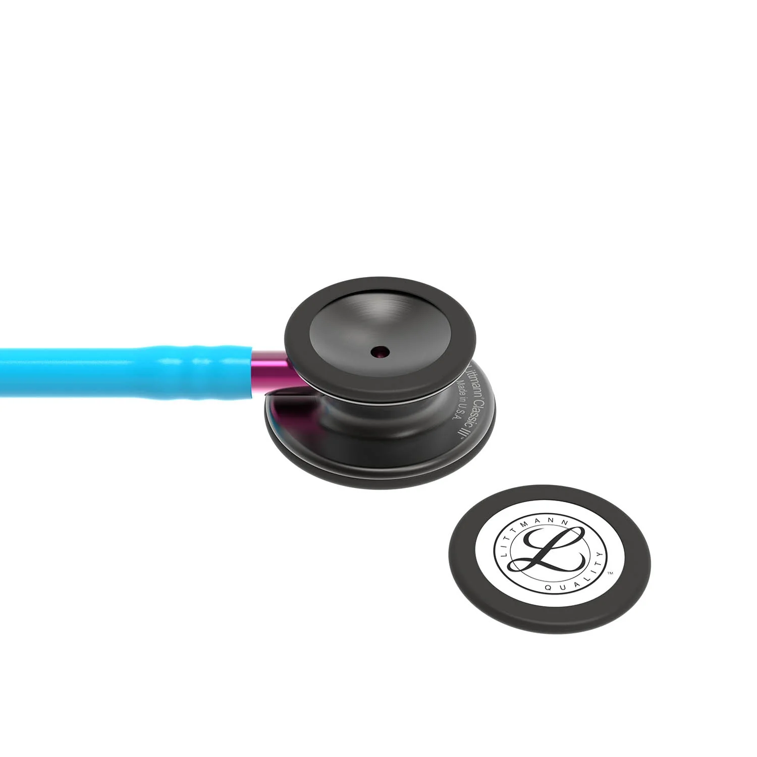 Littmann Classic III Monitoring Stethoscope: Smoke & Turquoise - Pink Stem 5872 - Image 7